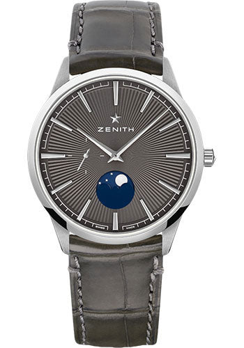 Zenith Elite Moonphase Watch - Steel - Slate-Grey Dial - Grey Alligator Strap - 03.3100.692/03.C923