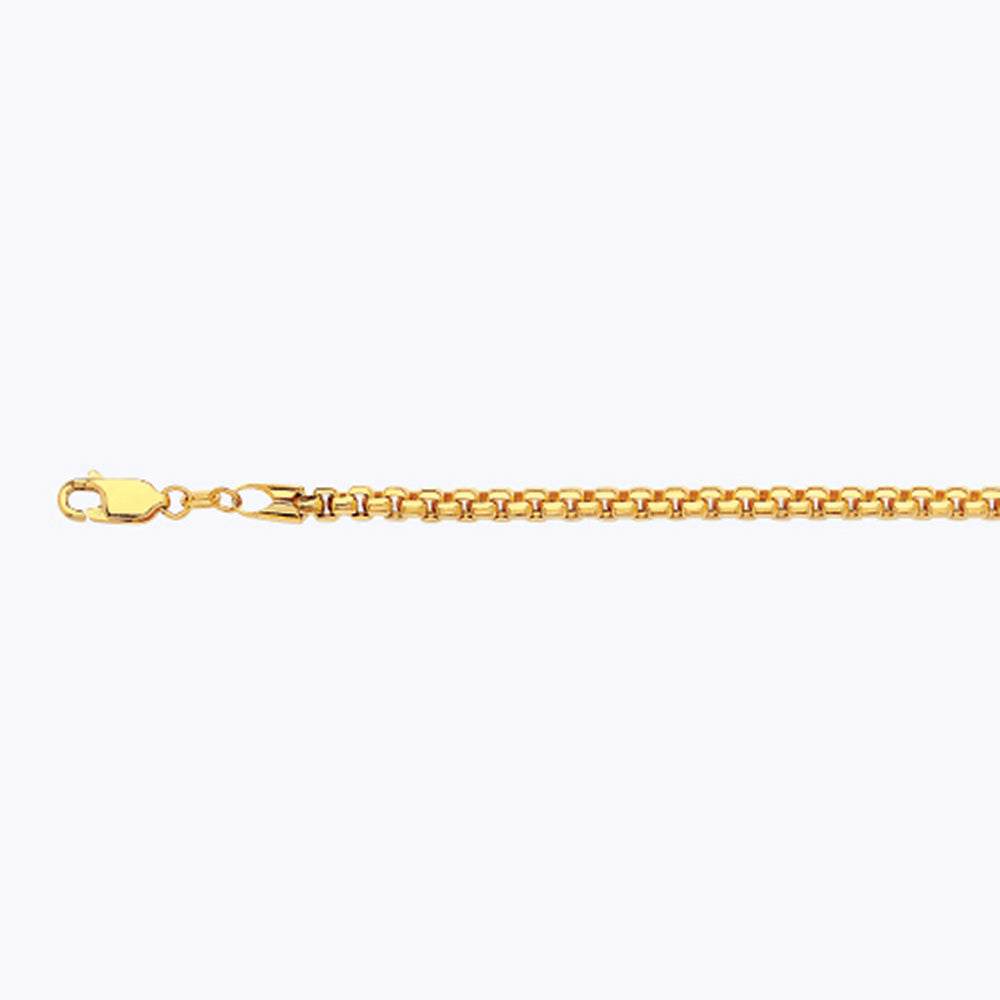 18K 3.5MM YELLOW GOLD SOLID VENETIAN BOX 20" CHAIN NECKLACE (AVAILABLE IN LENGTHS 7" - 30")