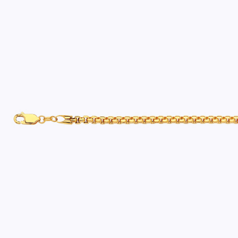 18K 3.5MM YELLOW GOLD SOLID VENETIAN BOX 9" CHAIN BRACELET (AVAILABLE IN LENGTHS 7" - 30")