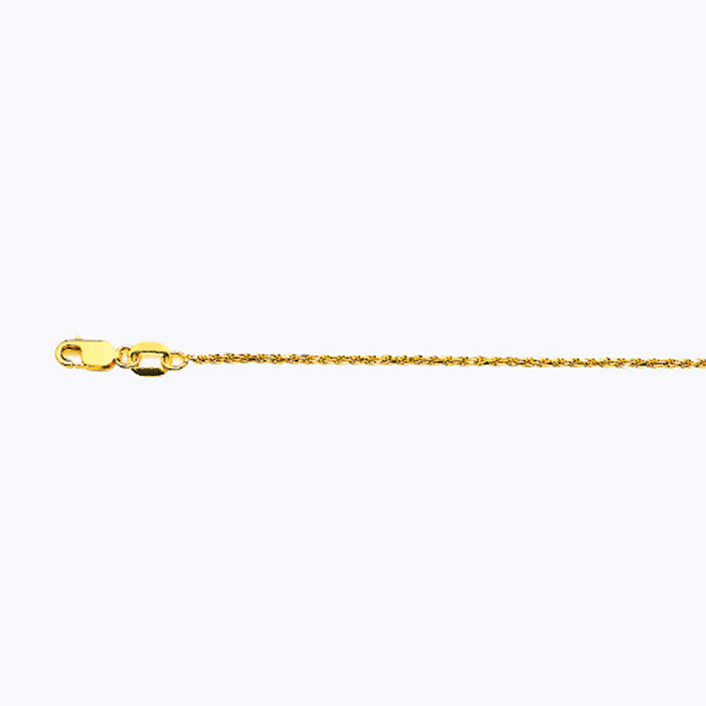 18K 1MM YELLOW GOLD SOLID DC ROPE 16" CHAIN NECKLACE (AVAILABLE IN LENGTHS 7" - 30")