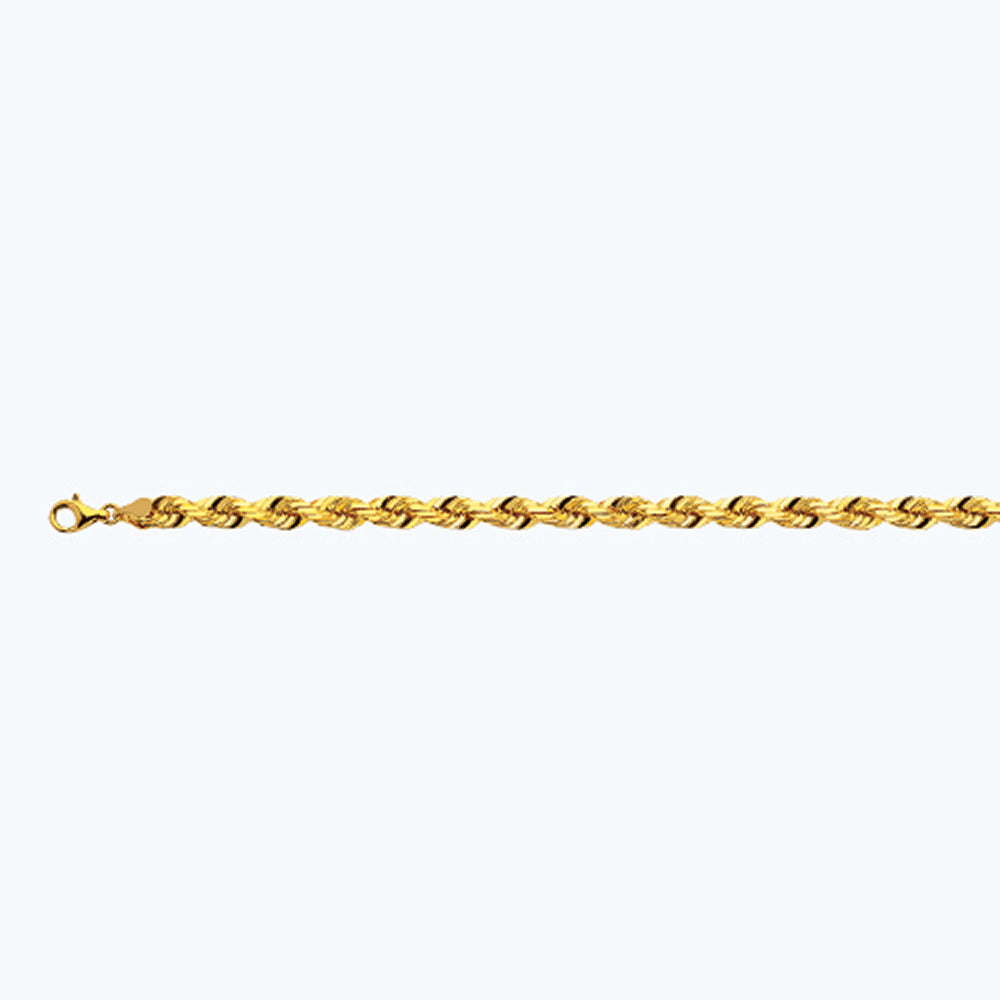 18K 7MM YELLOW GOLD SOLID DC ROPE 16" CHAIN NECKLACE (AVAILABLE IN LENGTHS 7" - 30")