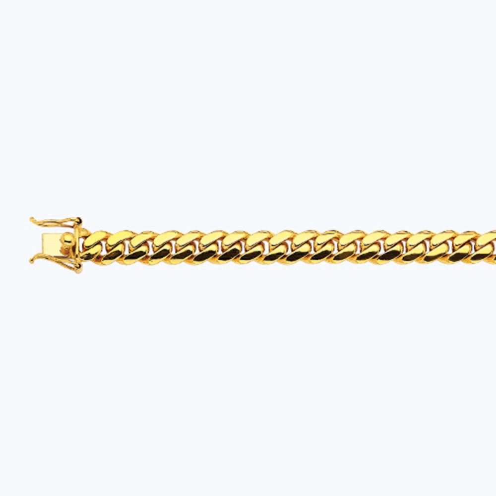 18K 10MM YELLOW GOLD SOLID MIAMI CUBAN 8" CHAIN BRACELET (AVAILABLE IN LENGTHS 7" - 30")