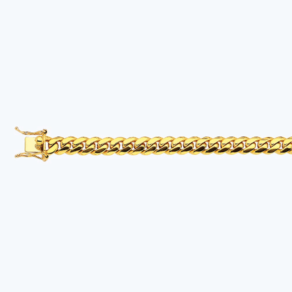 18K 9MM YELLOW GOLD SOLID MIAMI CUBAN 16" CHAIN NECKLACE (AVAILABLE IN LENGTHS 7" - 30")