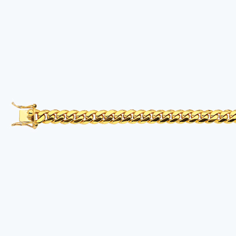 18K 8MM YELLOW GOLD SOLID MIAMI CUBAN 16" CHAIN NECKLACE (AVAILABLE IN LENGTHS 7" - 30")