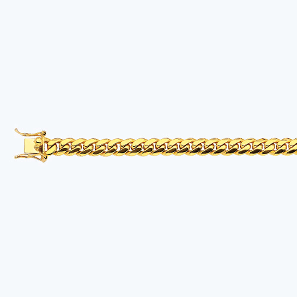 18K 8MM YELLOW GOLD SOLID MIAMI CUBAN 7.5" CHAIN BRACELET (AVAILABLE IN LENGTHS 7" - 30")