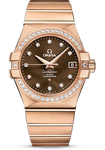 Omega Constellation Co-Axial Watch - 35 mm Red Gold Case - Diamond-Set Red Gold Bezel - Brown Diamond Dial - 123.55.35.20.63.001