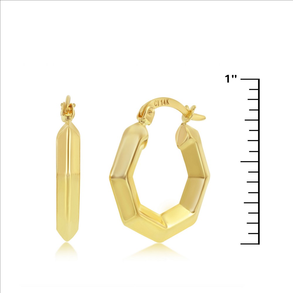 Yellow Gold Geometric 22x20mm Hoop Earrings - 14K Gold