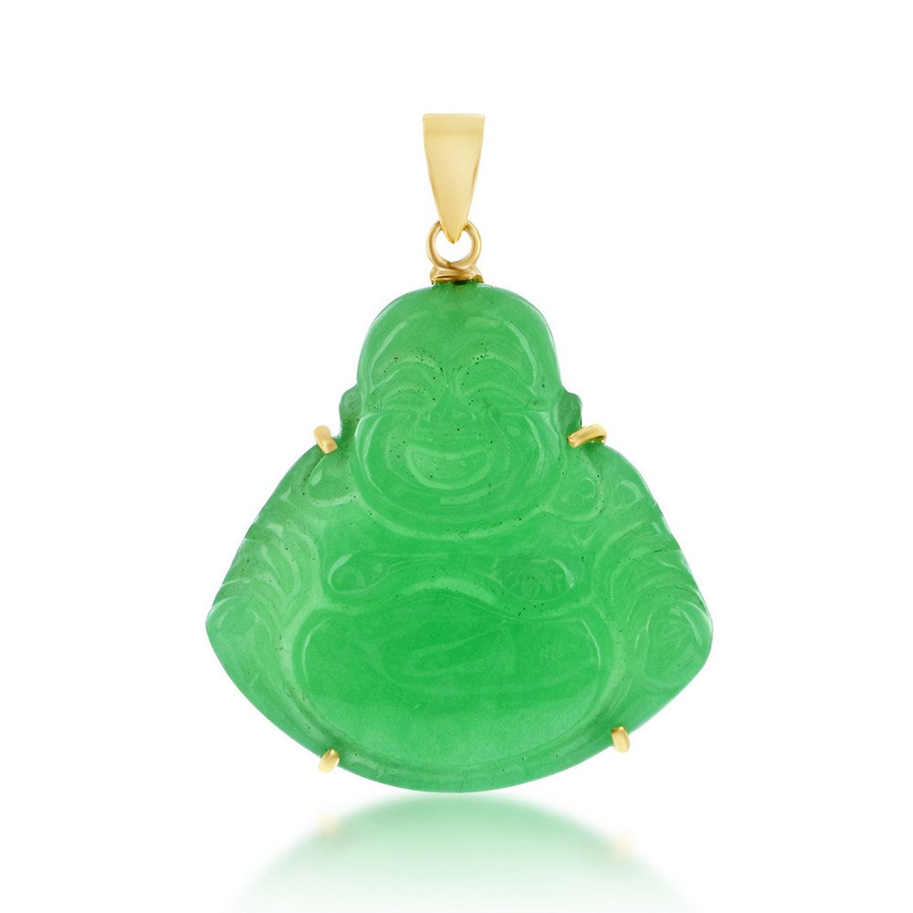 14K Yellow Gold Jade Buddha Pendant