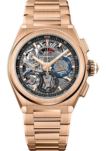 Zenith Defy El Primero 21 Watch - Rose Gold - Openworked Dial - Rose Gold Bracelet - 18.9000.9004/71.M9000