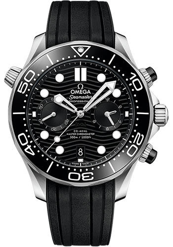 Omega Seamaster Diver 300M Omega Co-Axial Master Chronometer Chronograph - 44 mm Steel Case - Black Dial - Black Rubber Strap - 210.32.44.51.01.001