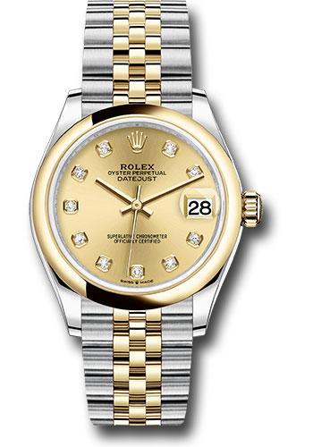 Rolex Steel and Yellow Gold Datejust 31 Watch - Domed Bezel - Champagne Diamond Dial - Jubilee Bracelet - 278243 chdj