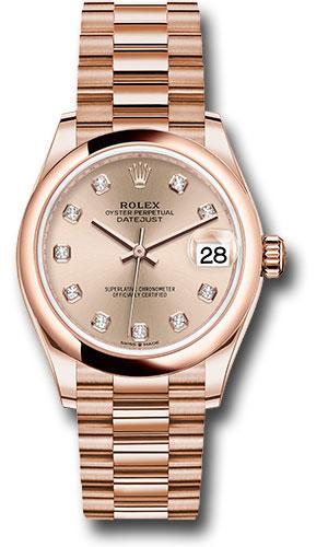 Rolex Everose Gold Datejust 31 Watch - Domed Bezel - Rose Diamond Dial - President Bracelet - 278245 rsdp