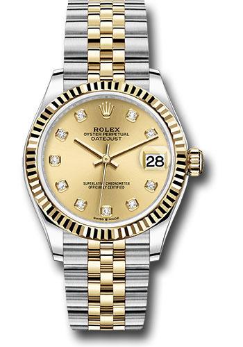 Rolex Steel and Yellow Gold Datejust 31 Watch - Fluted Bezel - Champagne Diamond Dial - Jubilee Bracelet - 278273 chdj