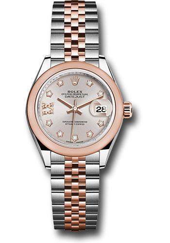 Rolex Steel and Everose Gold Rolesor Lady-Datejust 28 Watch - Domed Bezel - Sundust Diamond Star Dial - Jubilee Bracelet - 279161 su9dix8dj