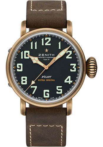 Zenith Pilot Type 20 Extra Special Watch - Bronze - Black Dial - Brown Oily Nubuck Strap - 29.2430.679/21.C753