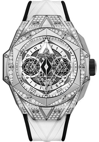 Hublot Big Bang Sang Bleu II Titanium White PavŽ Watch - 45 mm - White Skeleton Dial - White and Black Rubber Strap - 418.NX.2001.RX.1604.MXM20