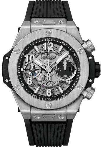 Hublot Big Bang Unico Titanium Watch - 44 mm - Black Skeleton Dial - Black Rubber Strap - 421.NX.1170.RX