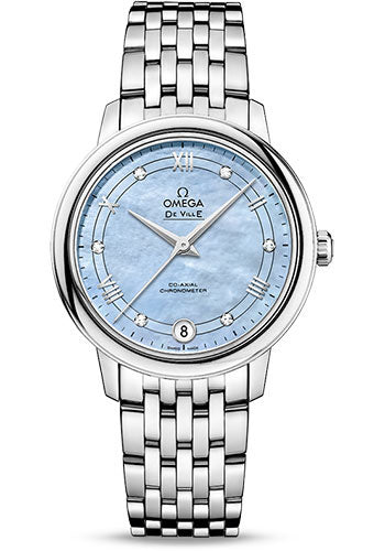 Omega De Ville Prestige Co-Axial Watch - 32.7 mm Steel Case - Blue Diamond Dial - 424.10.33.20.57.001