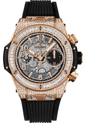 Hublot Big Bang Unico King Gold Jewellery Watch - 42 mm - Black Skeleton Dial - Black Rubber Strap - 441.OX.1181.RX.0904