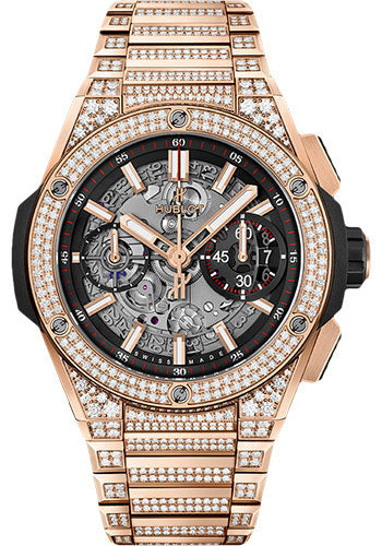 Hublot Big Bang Integral King Gold PavŽ Watch - 42 mm - Black Skeleton Dial - 451.OX.1180.OX.3704