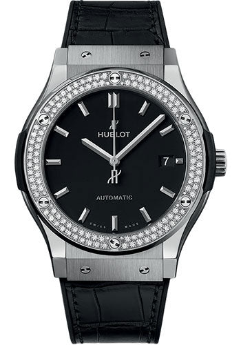 Hublot Classic Fusion Titanium Diamonds Watch - 45 mm - Black Dial - 511.NX.1171.LR.1104