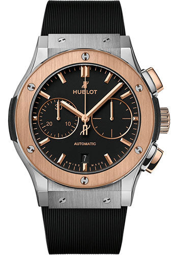 Hublot Classic Fusion Chronograph Titanium King Gold Watch - 45 mm - Black Dial - Black Lined Rubber Strap - 521.NO.1181.RX