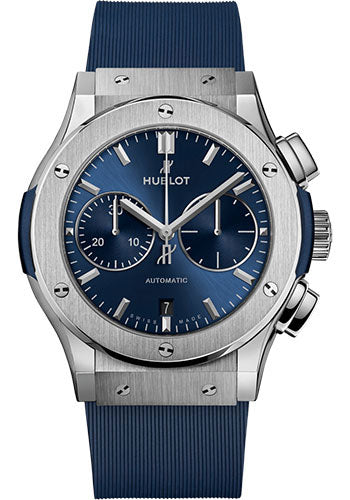 Hublot Classic Fusion Chronograph Titanium Blue Watch - 45 mm - Blue Dial - Blue Lined Rubber Strap - 521.NX.7170.RX