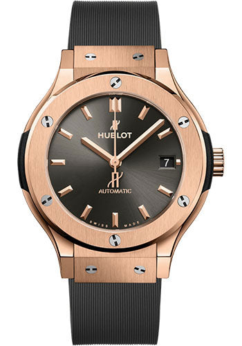 Hublot Classic Fusion Racing Grey King Gold Watch - 38 mm - Gray Dial - Gray Lined Rubber Strap - 565.OX.7081.RX