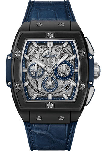 Hublot Spirit of Big Bang Ceramic Blue Watch - 42 mm - Sapphire Dial - Blue Rubber and Leather Strap - 641.CI.7170.LR