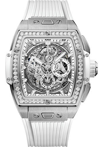 Hublot Spirit of Big Bang Titanium White Diamonds Watch - 42 mm - Sapphire Crystal Dial - White Rubber Strap - 642.NE.2010.RW.1204