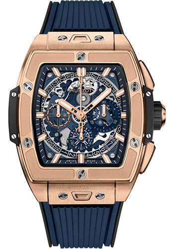 Hublot Spirit of Big Bang King Gold Blue Watch - 42 mm - Sapphire Dial - Blue Rubber Strap - 642.OX.7180.RX