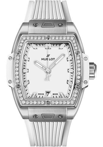 Hublot Spirit of Big Bang Titanium White Diamonds Watch - 39 mm - White Dial - White Rubber Strap - 662.NE.2010.RW.1204