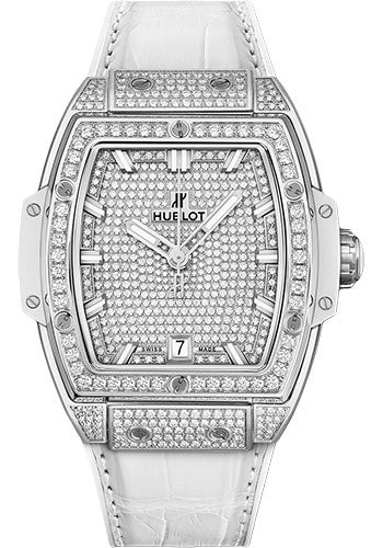 Hublot Spirit Of Big Bang Titanium White Full PavŽ Watch - 39 mm - Titanium Dial - 665.NE.9010.LR.1604