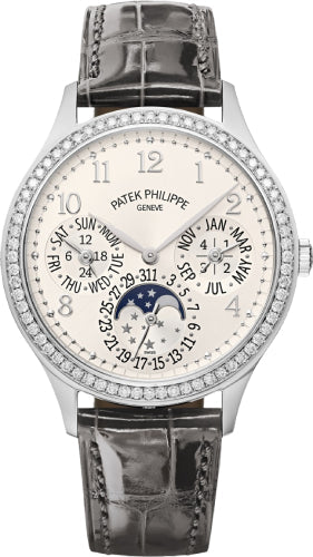 Patek Philippe Grand Complications Ladies First Perpetual Calendar White Gold Silver Dial 35.1mm Diamond Bezel - 7140G-001