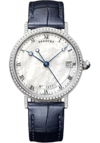 Breguet Classique 9068 - White Gold Case - Mother-Of-Pearl Dial - Blue Leather Strap - 9068BB/52/976/DD00