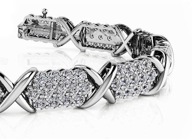 Stylized X Triple Row Diamond Bracelet Lab-Grown Diamond  with 5.72 ct.(finished) 2.25mm