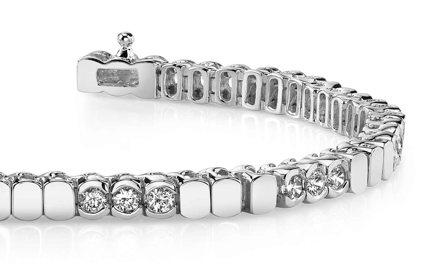 Triple Bezel Diamond Bracelet Lab-Grown Diamond  with 6.30 ct.(finished) 4.5mm