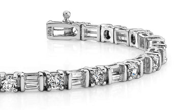 Round And Baguette Diamond Bracelet Lab-Grown Diamond  with 4.56 ct.(finished) 3.5x1.5mm, 3mm