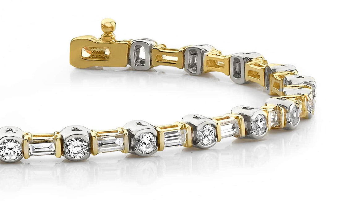 Half Bezel And Channel Set Diamond Bracelet Lab-Grown Diamond  with 5.70 ct.(finished) 4x2mm, 3.25mm