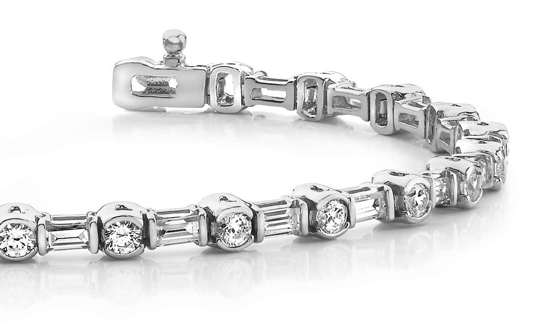 Half Bezel And Channel Set Diamond Bracelet Lab-Grown Diamond  with 5.70 ct.(finished) 4x2mm, 3.25mm