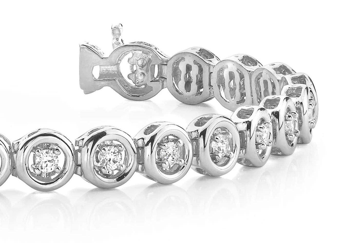 Floating Diamond Round Link Bracelet Lab-Grown Diamond  with 2.86 ct.(finished) 3.25mm