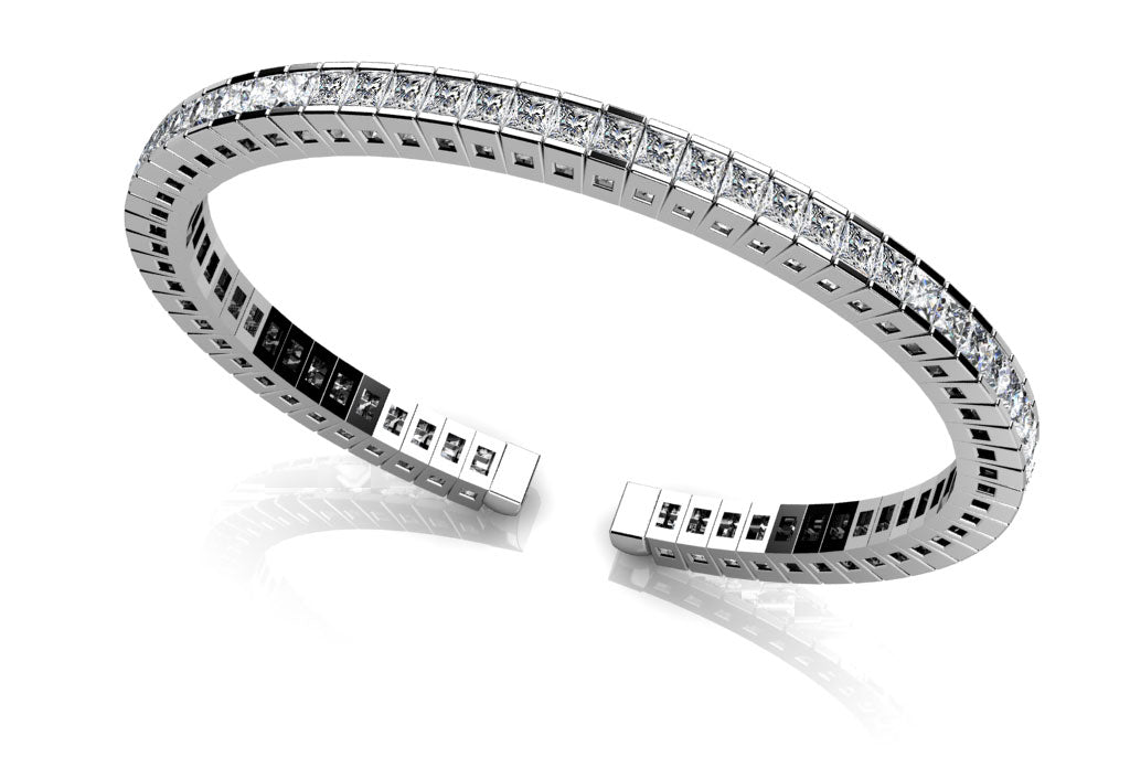 Princess Cut Flexible Diamond Bangle Bracelet Lab-Grown Diamond  with 7.95 ct.(finished) 3mm