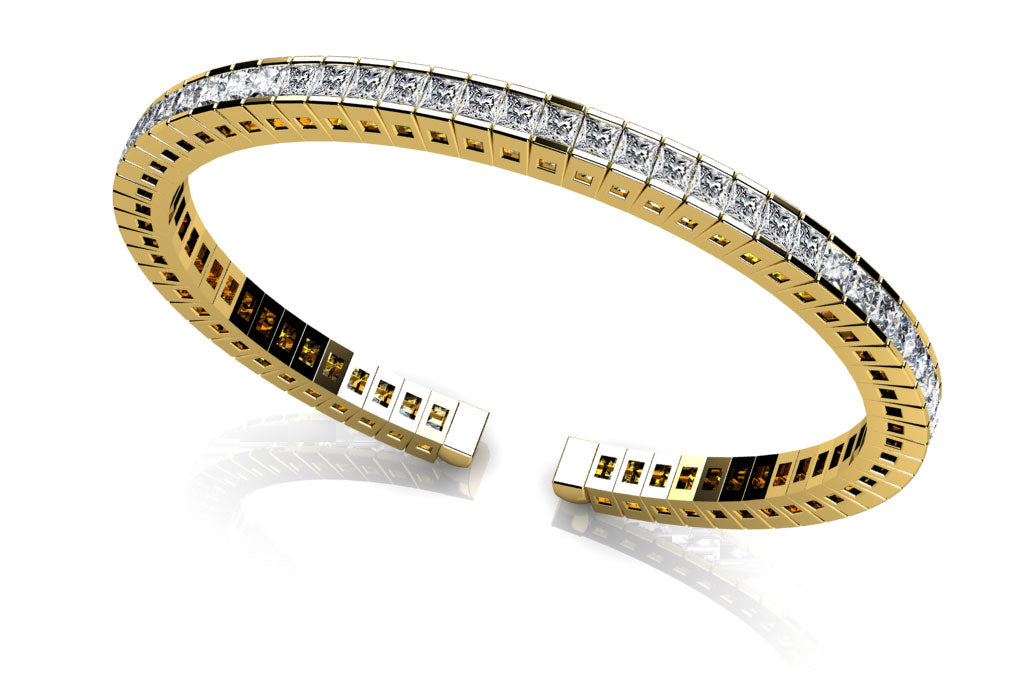 Princess Cut Flexible Diamond Bangle Bracelet Lab-Grown Diamond  with 3.96 ct.(finished) 2mm