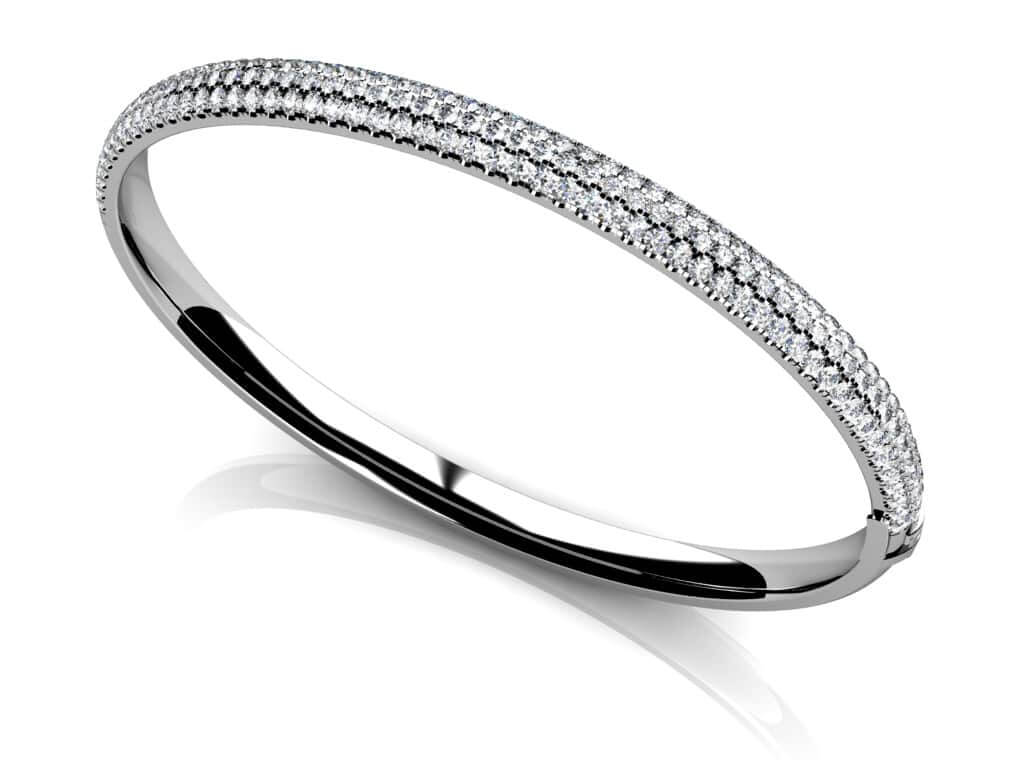 Three Row Pave Diamond Bangle Lab-Grown Diamond  with 1.73 ct.(finished) 1.3mm