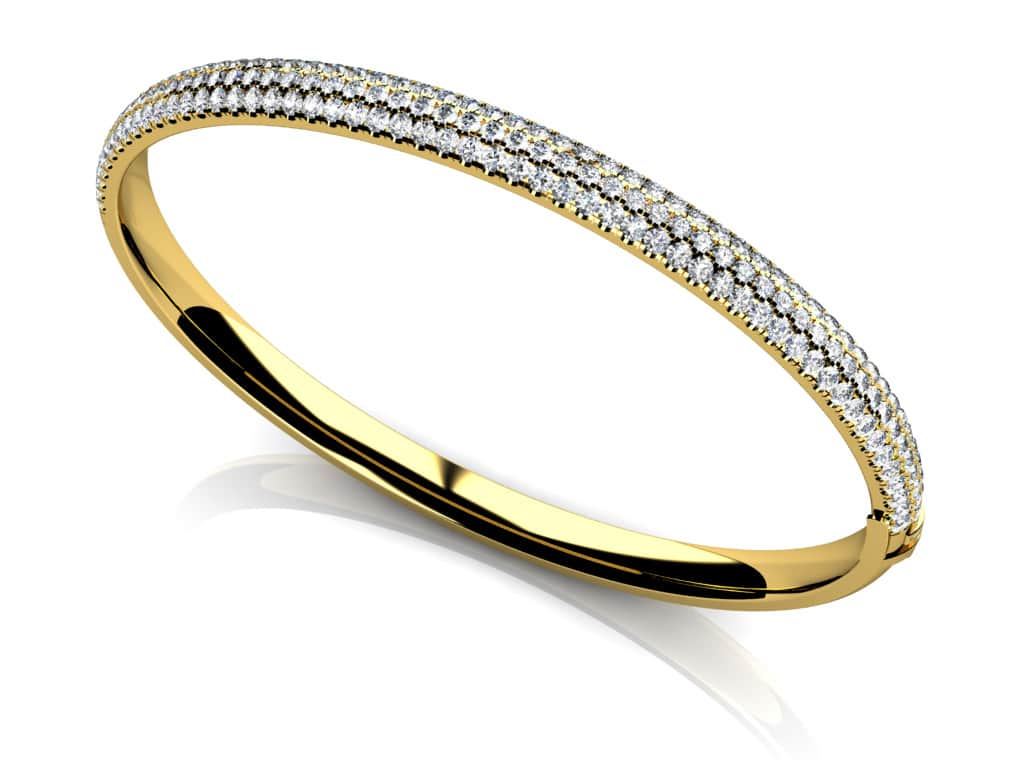 Three Row Pave Diamond Bangle Lab-Grown Diamond  with 2.30 ct.(finished) 1.5mm