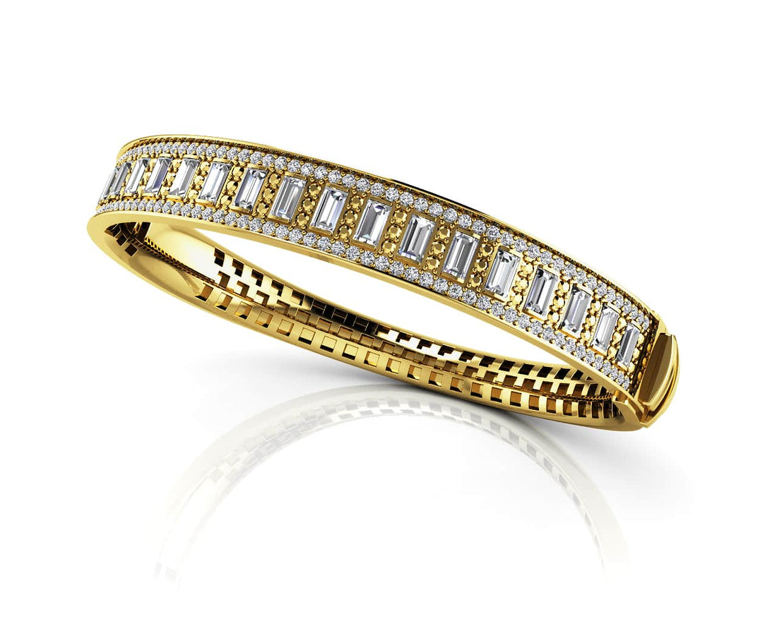 Sleek And Stylish Baguette Bangle Lab-Grown Diamond  with 4.30 ct.(finished) 4x2mm, 1.1mm