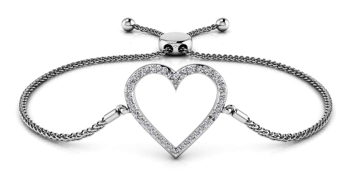 Shimmering Heart Adjustable Diamond Bracelet with 0.31 ct.(finished)