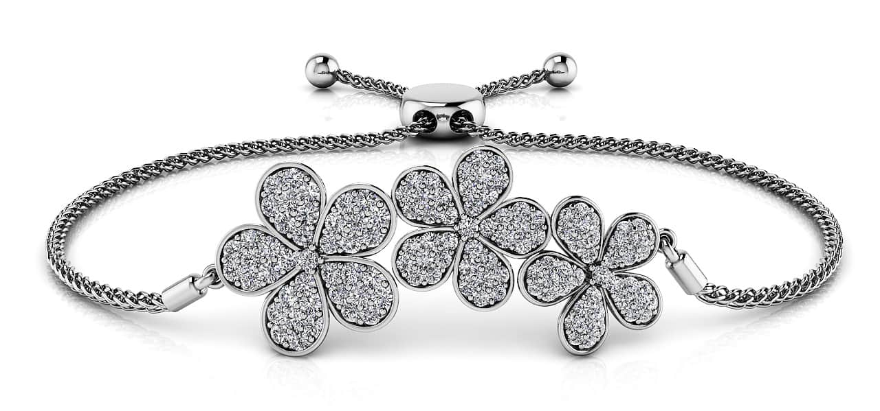 Three Flower Diamond Adjustable Bracelet Lab-Grown Diamond  with 0.92 ct.(finished)