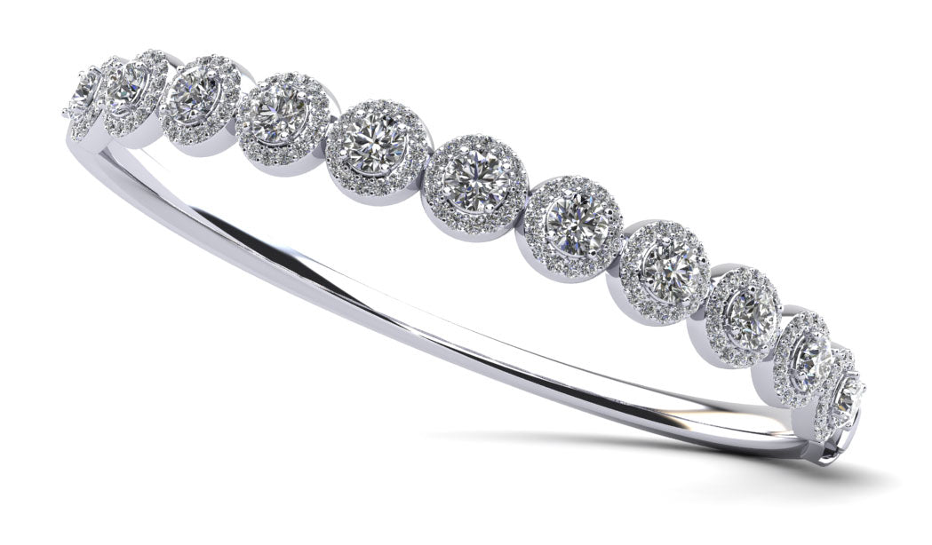 Divinely Dazzling Halo Bangle Bracelet Lab-Grown Diamond  with 2.56 ct.(finished) 1mm, 3.2mm