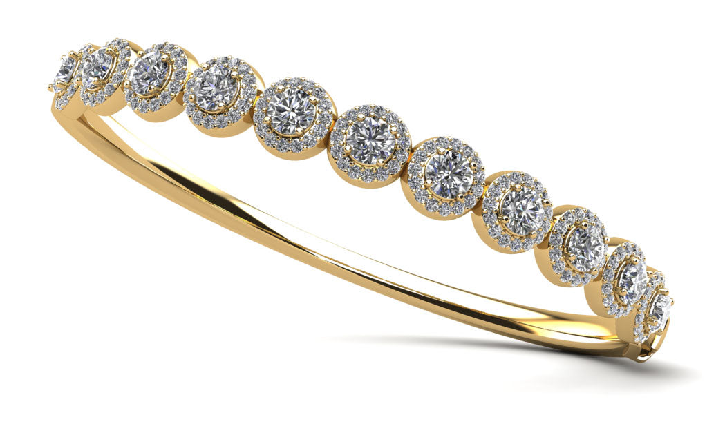 Divinely Dazzling Halo Bangle Bracelet Lab-Grown Diamond  with 4.31 ct.(finished) 1.1mm, 4.2mm